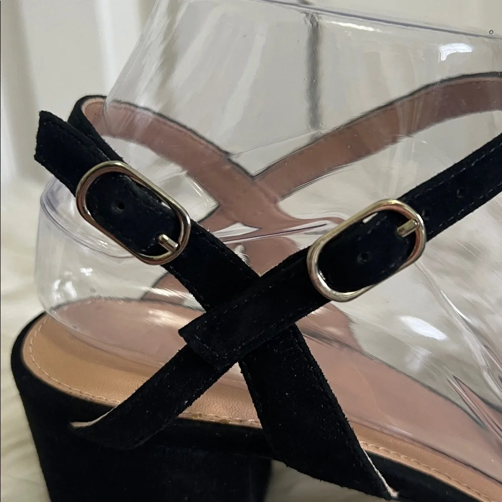 Black Suede Strappy Block Heel J. Crew Sandals Size 9